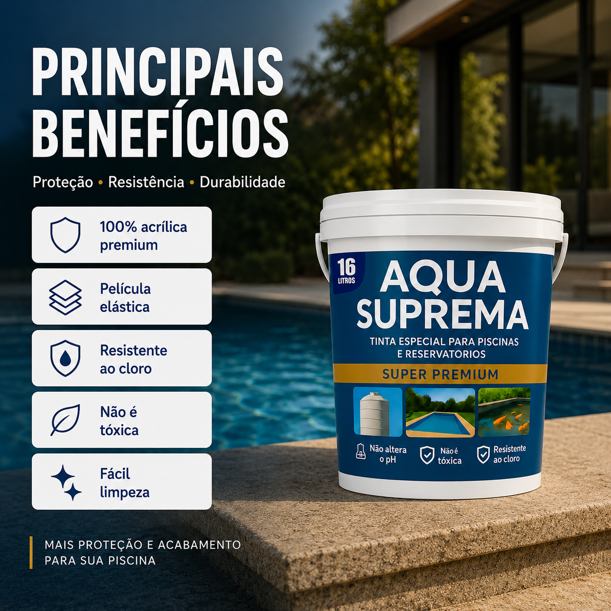 Tinta para Piscinas e Tanques Aqua Suprema 3,6L e 16L
