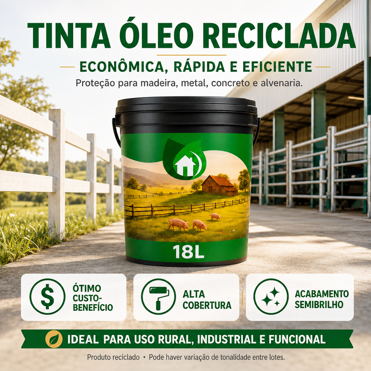 Tinta Óleo Reciclada 5L 18L e 45L