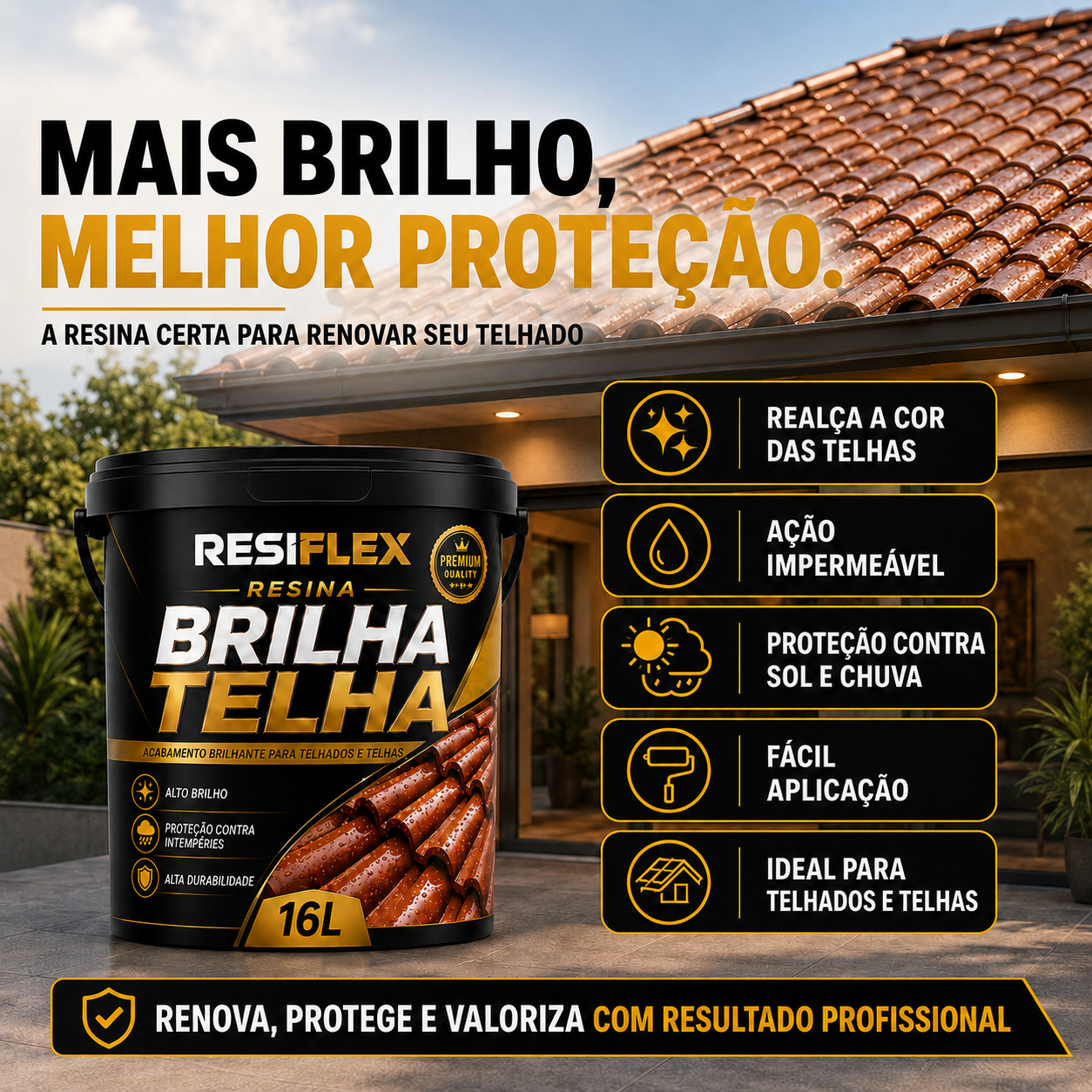 Tinta para Telhados Resiflex Brilha Telha 900ml 3,6L e 16L