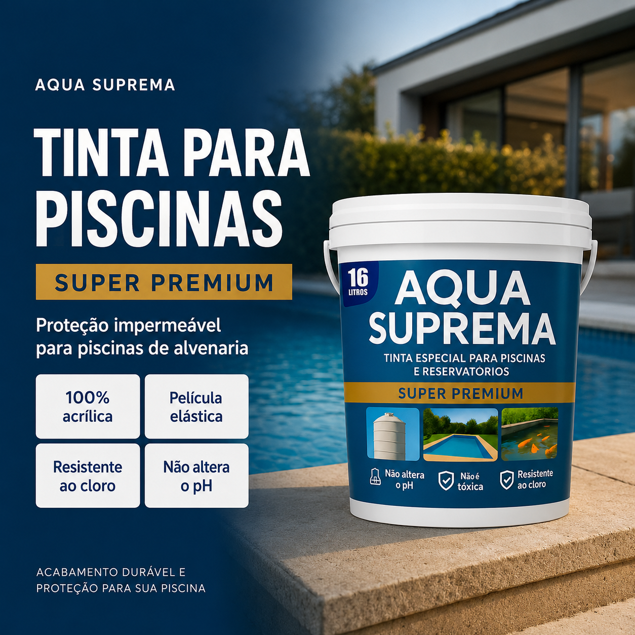 Tinta para Piscinas e Tanques Aqua Suprema 3,6L e 16L