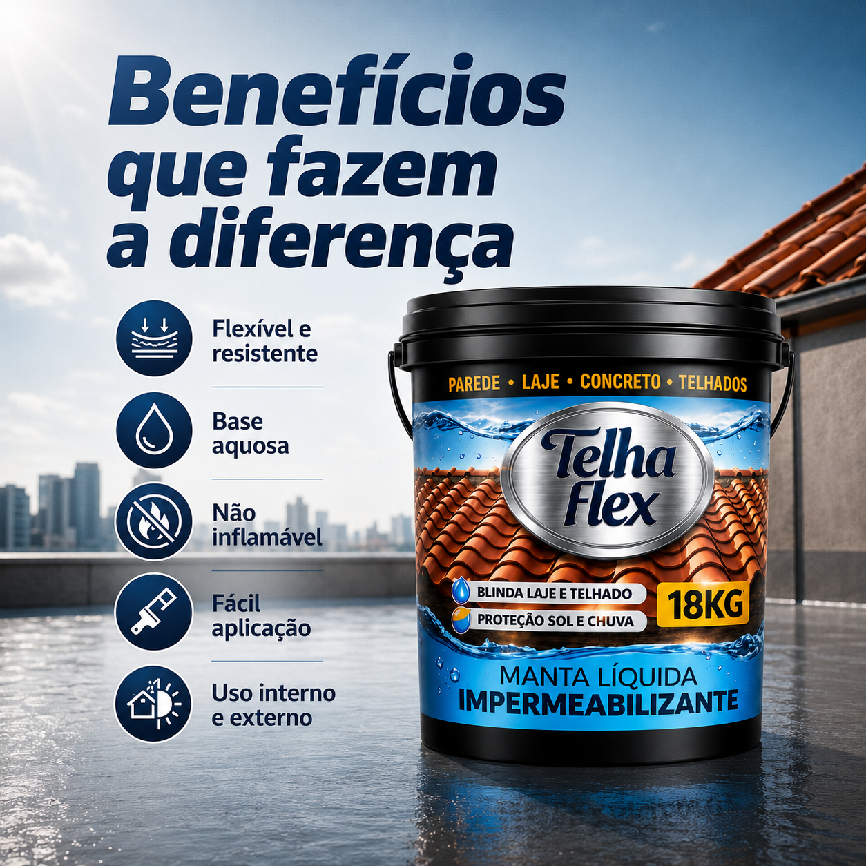 Manta Liquida Telhaflex 3,6kg 12kg 18kg e 45kg