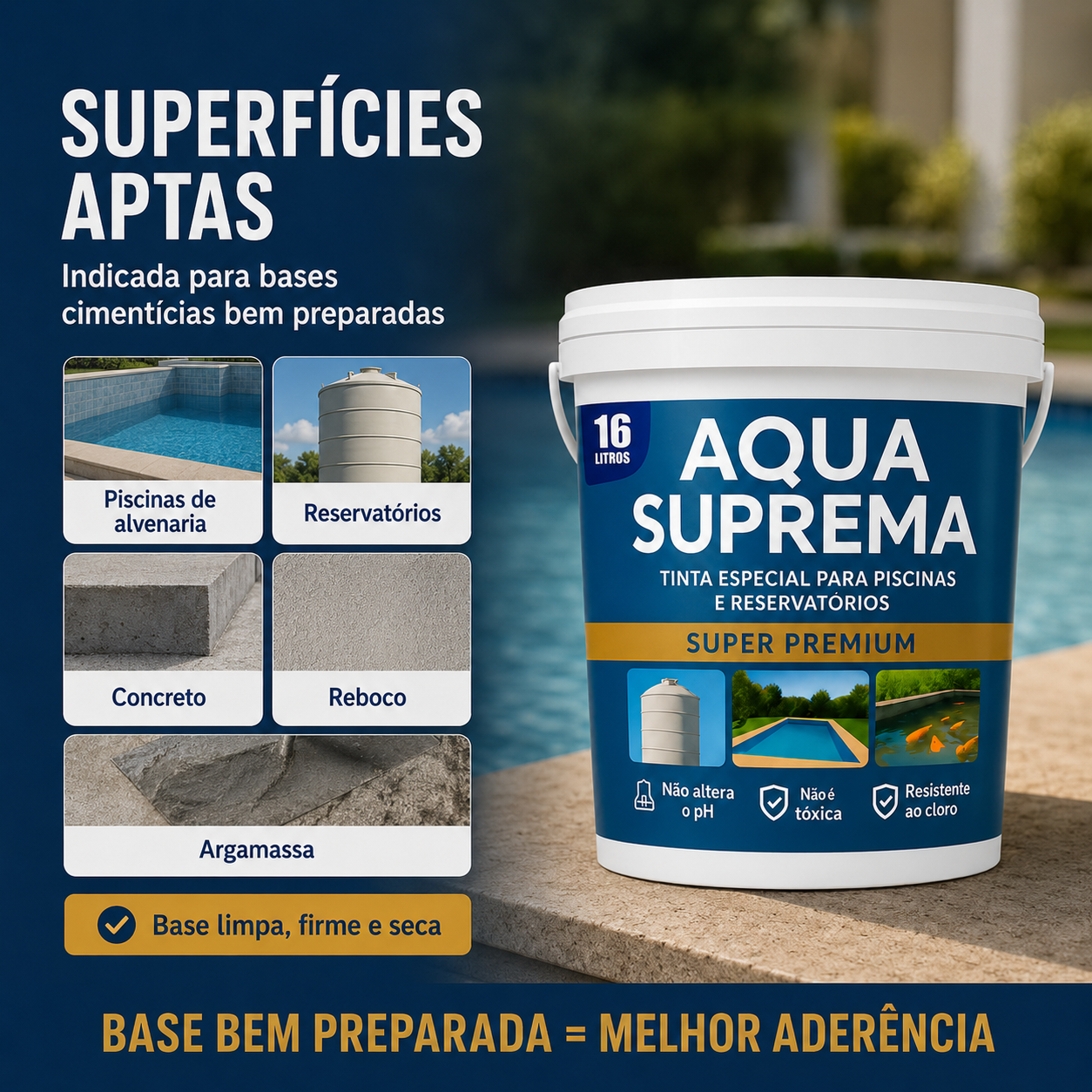 Tinta para Piscinas e Tanques Aqua Suprema 3,6L e 16L