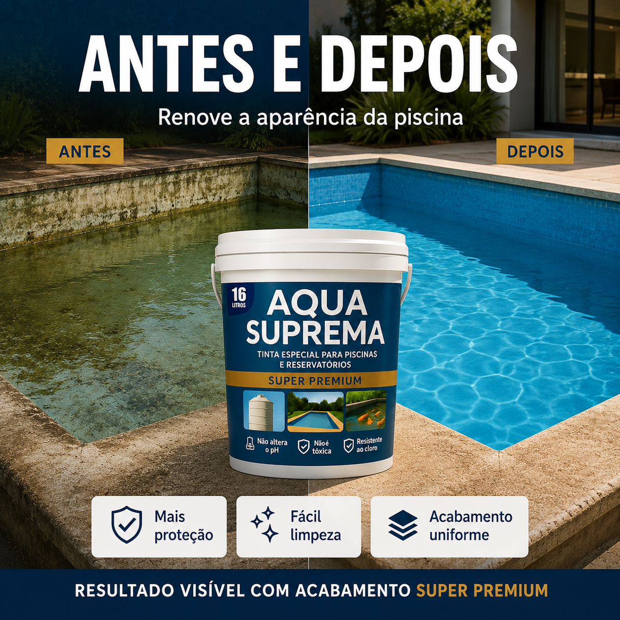 Tinta para Piscinas e Tanques Aqua Suprema 3,6L e 16L